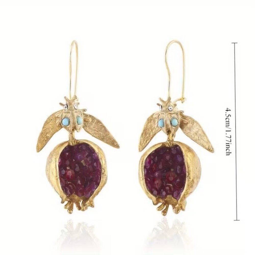 Simple Pomegranate Earrings Z427 - Picture 2 of 2
